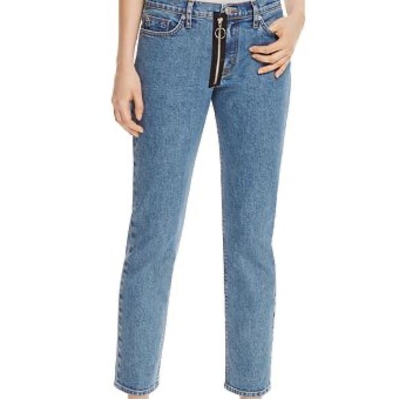 Hudson Riley Relaxed Straight Leg Ring Zip Crop Jeans Sz 27 - Picture 1 of 11